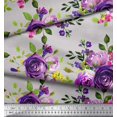 thumbnail image 3 of Soimoi Toile de Popeline de Coton Feuilles & Fleurs Roses Imprimés par Yard 56 Pouces de Large, 3 of 3