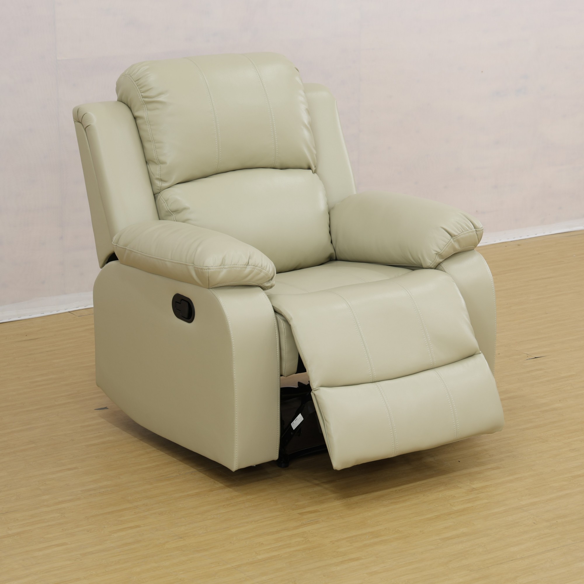 Gewnee Beige Manual Recliner Chair – Air Leather Single Sofa with Plush Comfort, Perfect for Living Rooms