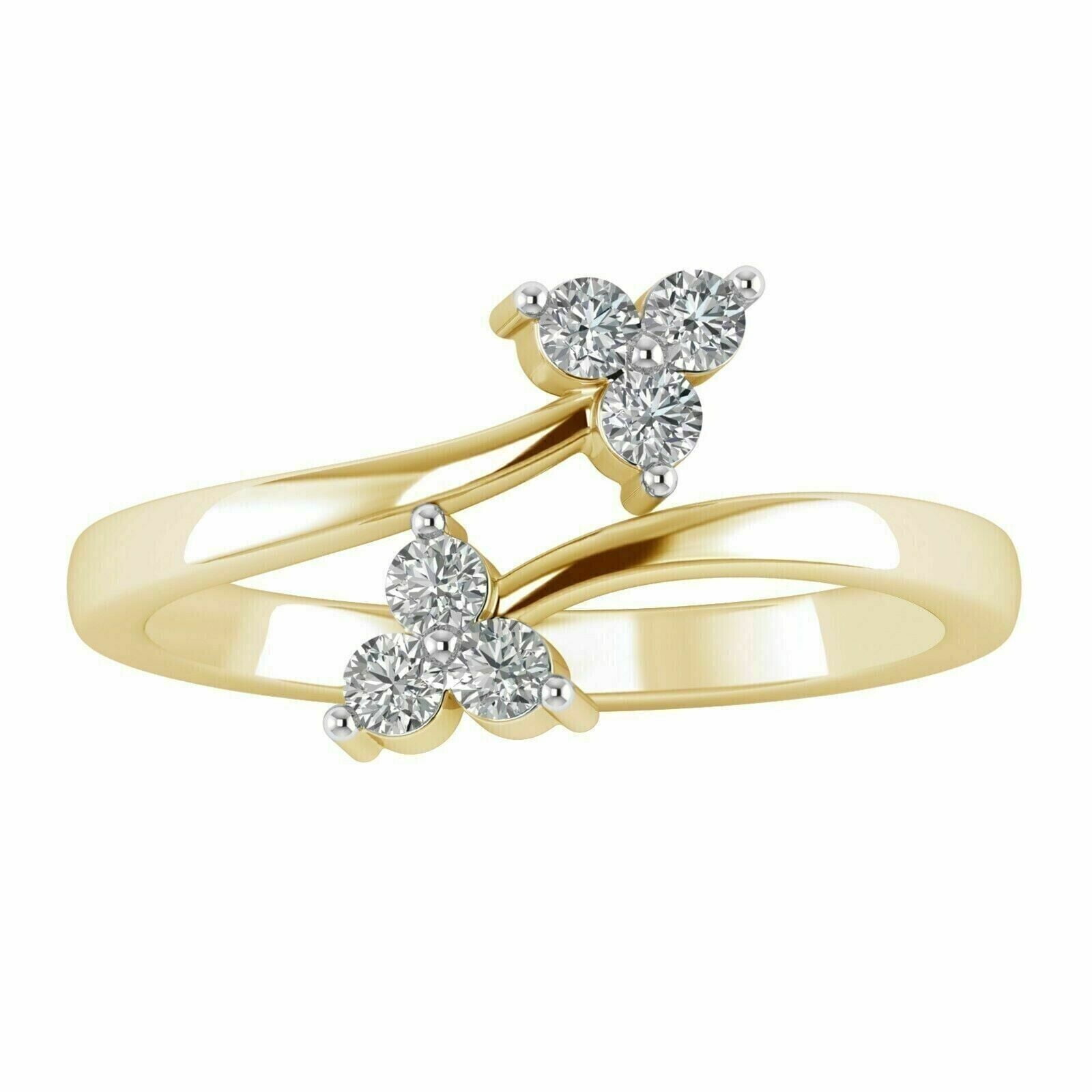 Shree Jewels 0.12 Ct Round White Diamond Bypass Women's Toe Ring 14k Yellow Gold Finish