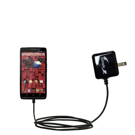 Gomadic Intelligent Compact AC Home Wall Charger suitable for the Motorola Droid Ultra - High output power with a convenient, foldable plug design - U