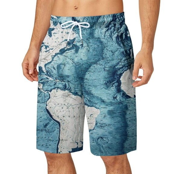 ZMHEGW Mens Swim Trunks With Compression Liner Casual Summer Beach Print Blue L