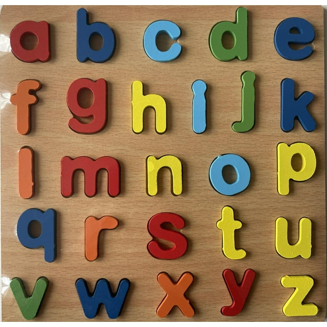 Wooden Early Education Blocks, Alphabet Number Shape Puzzle Board, Montessori Learning Toy, Color Matching Game, Fine Motor Skills Activity for Toddlers