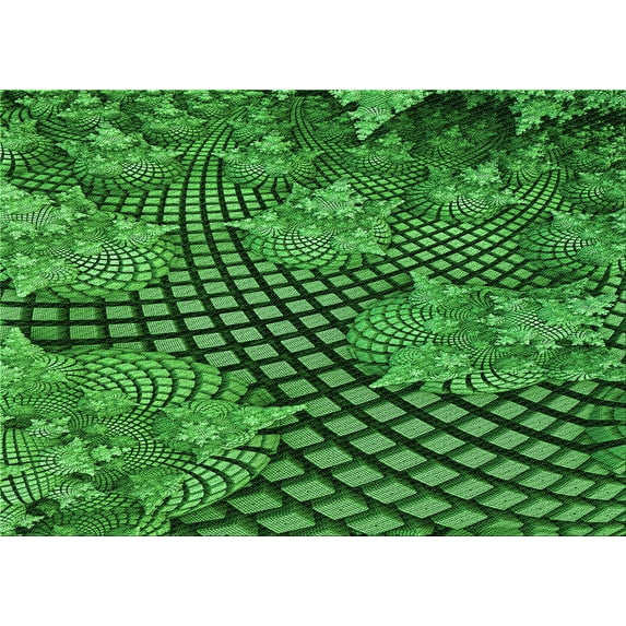 Ahgly Company Indoor Rectangle Patterned Deep Emerald Green Area Rugs, 5' x 8'