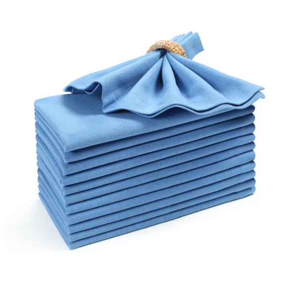Juego de 12 servilletas de algodón para cena, 18 x 18, color azul claro, servilletas de tela lavables a máquina, ideales para bodas, Acción de Gracias, Navidad y cenas diarias