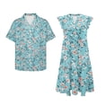 thumbnail image 4 of Garronmavis Floral Couple Matching Outfit Men's Short Sleeve Shirt Size 3XL Comfort Vacation Shirts and Women's V-neck Dress A-Line Beach Summer Dresses with Pocket, 4 of 6