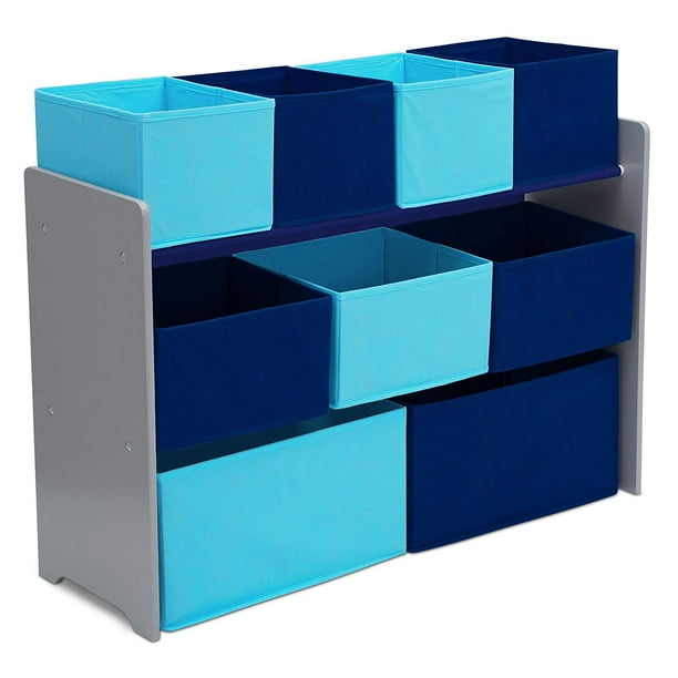 Delta Children Deluxe MultiBin Toy Organizer with Storage Bins, Grey