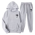thumbnail image 5 of Men's Suits Product Title for Men Casual Solid Two Piece Hooded Sports Set with Raglan Sleeve Drawstring Pant Set, 5 of 5
