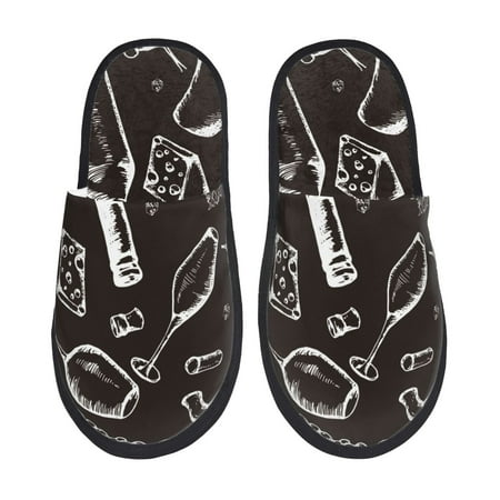 Balery Wine Seamless Slient Indoor Furry Fleece Comfort House Shoes Soft Non-Slip Home Shoes Cotton slippers House Slippers-- Large