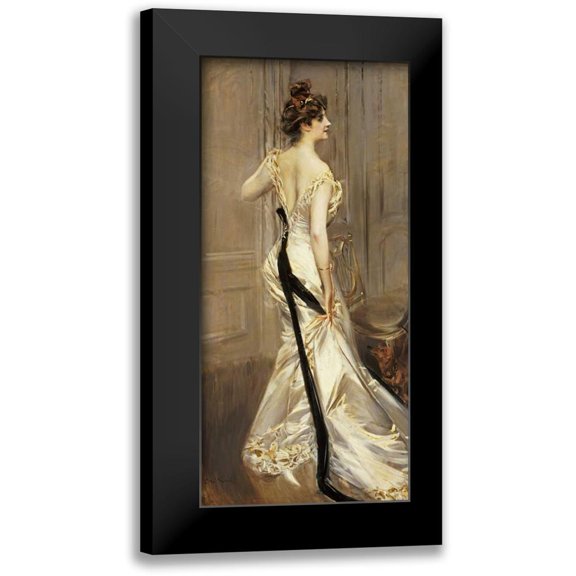 Boldini, Giovanni 9x14 Black Modern Framed Museum Art Print Titled - The Black Sash