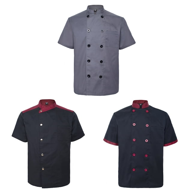 TOPTIE 3 Pack Men & Women Short Sleeve Chef Coat Jacket-SET4-S