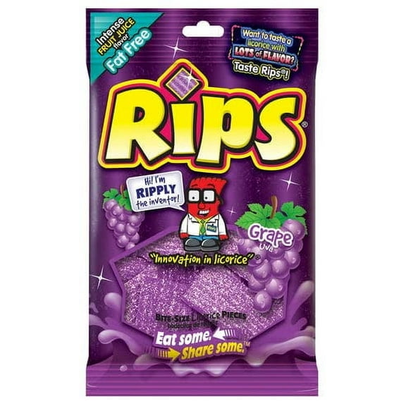 Rips Licorice Candy Grape Flavor, 4 Ounce