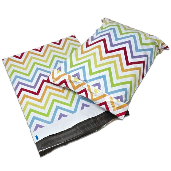 10x13 Colorful Peaks Rainbow Chevron Poly Mailers,  Dynamic Fun Shipping Mail Bags