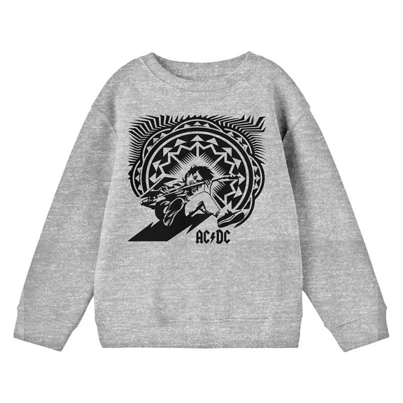 ACDC Tribal Art Crew Neck Long Sleeve Athletic Heather Boy's Sweatshirt-XL