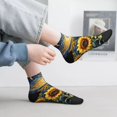 thumbnail image 5 of Bingfone Starry Sky Moon Sunflower Design Patterned Men's Women's Casual Cotton Socks, 5 of 5