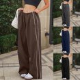 thumbnail image 5 of SEARCHI Women Casual Pants Baggy Cargo Pants  Wide Leg Loose Trousers Streetwear Jogger Trousers Hippie Punk Style, 5 of 6