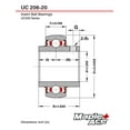 thumbnail image 3 of MAPLE ACE UC206-20 Go-Kart Racing AXLE Bearing 1-1/4" Bore Re-lube w/Set Screws, 3 of 6