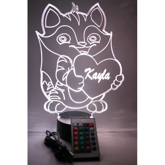 Cat Light Up Lamp LED Personalized Clever Kitty with Heart Night Light Engraved Table Lamp, Our Newest Feature - It's Wow, with Remote, 16 Color Options, Dimmer, Free Engraved, Great Gift