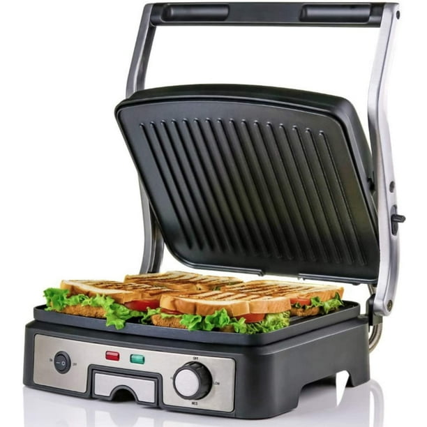 Ovente Electric Panini Press Grill Bread Toaster Nonstick Double Sided