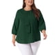 thumbnail image 1 of Blusa de chiffon con volantes de cuello redondo para mujer de tallas grandes Agnes Orinda, blusa de oficina 3X verde, 1 of 6