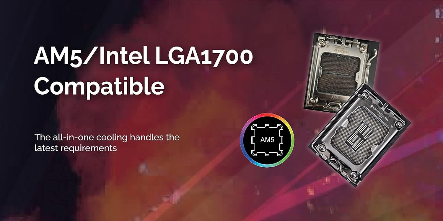 Gelid Solutions CC-AIO-120-A Liquid 120 CPU AIO Water Cooler 120mm RGB Fan 750-1800 RPM AM5 & LGA 1700 Compatible