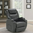 thumbnail image 2 of Pemberly Row Faux Leather Power Lift Recliner Chair with Massage Charcoal Gray, 2 of 17