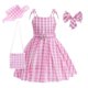 thumbnail image 4 of Disfraz de película a cuadros para niñas, vestido de princesa rosa para niños, cumpleaños, Halloween, carnaval, fiesta de Cosplay, ropa para niños, 4 of 5