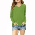 thumbnail image 5 of Blczomt Plain Girls Shirts Long Sleeve Cute Tees V Neck Green Casual Basic Tshirts for Kids Girls, 5 of 5