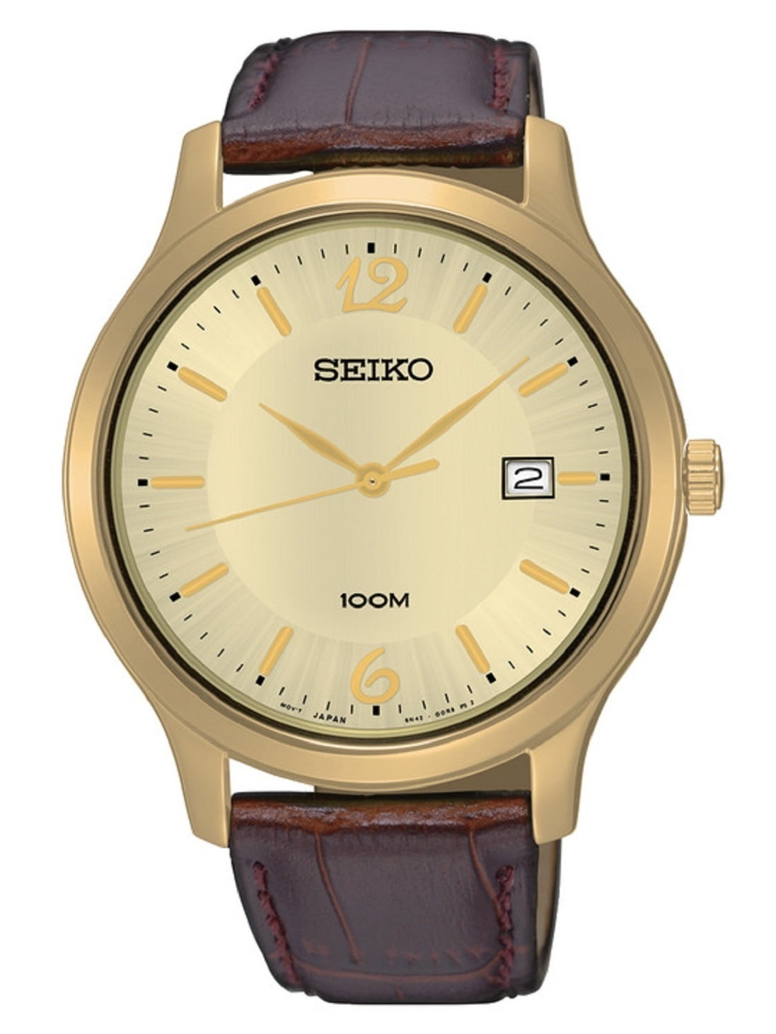 seiko gold leather watch