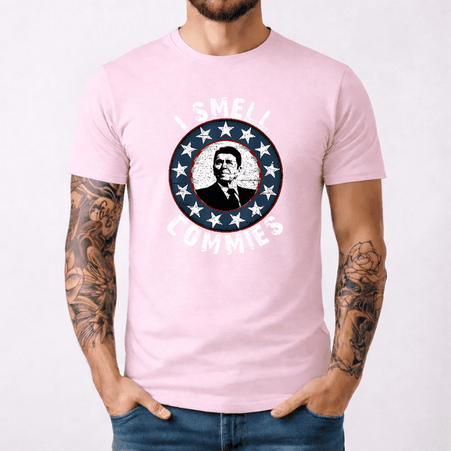 Nouveau T-Shirt Humoristique Rétro Vintage à Limitation de Ronald Reagan et I Smell Commies