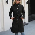 thumbnail image 5 of ClodeEU Women Single Breasted A Lined Winter Coat, Mid Long Wool Coat,Fashion Outerwear Trench Coat Black,Womens Plus XL, 5 of 8