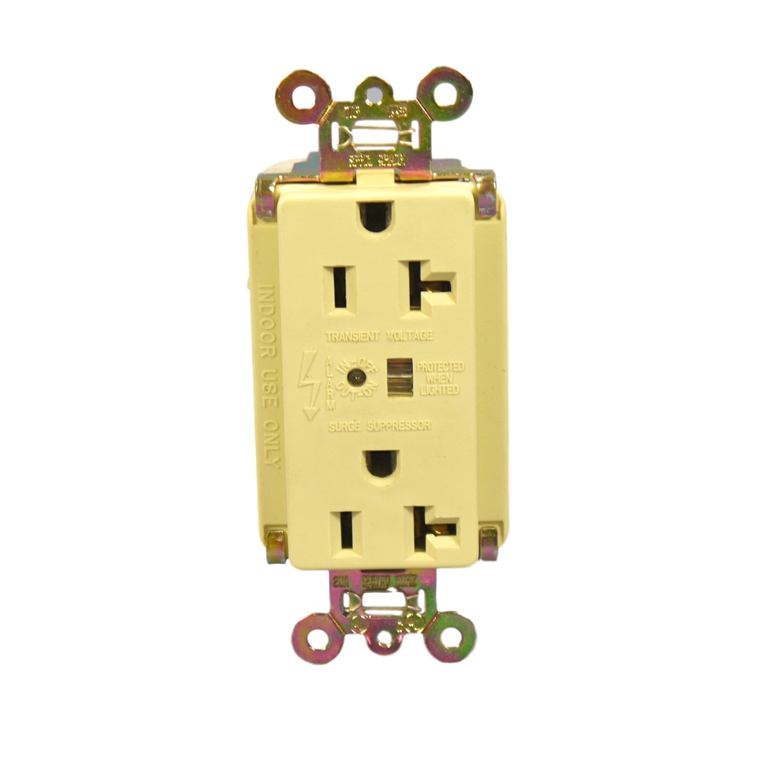 New P&S Ivory TVSS Surge Receptacle Outlet w/ ALARM LED NEMA 520R 20A