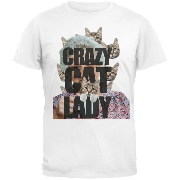 Crazy Cat Lady White Adult T-Shirt - Small
