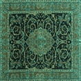 thumbnail image 1 of Ahgly Company Indoor Square Medallion Turquoise Blue Traditional Area Rugs, 6' Square, 1 of 4