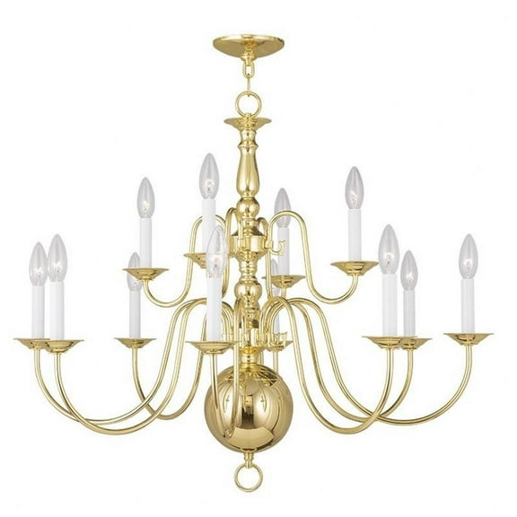 Traditional Twelve Light Chandelier-Polished Brass Finish Bailey Street Home 218-Bel-1260957