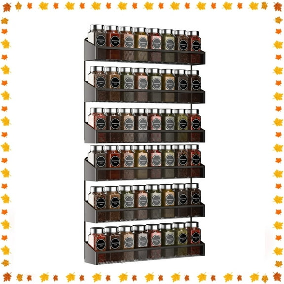 Auledio 2 Pack 3 Tier Metal Spice Rack Wall Mount Seasoning Jars Rack for Kitchen Countertop (Bronze)