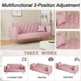 thumbnail image 2 of Aukfa Velvet Futon Convertible Sofa Bed, Upholstered Arm Couch for Home Office, 2 Pillows, Pink, 2 of 13
