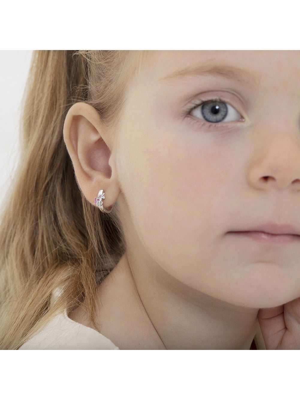 Magical Unicorn 9mm Toddler / Kids Earrings Hoop - Sterling Silver