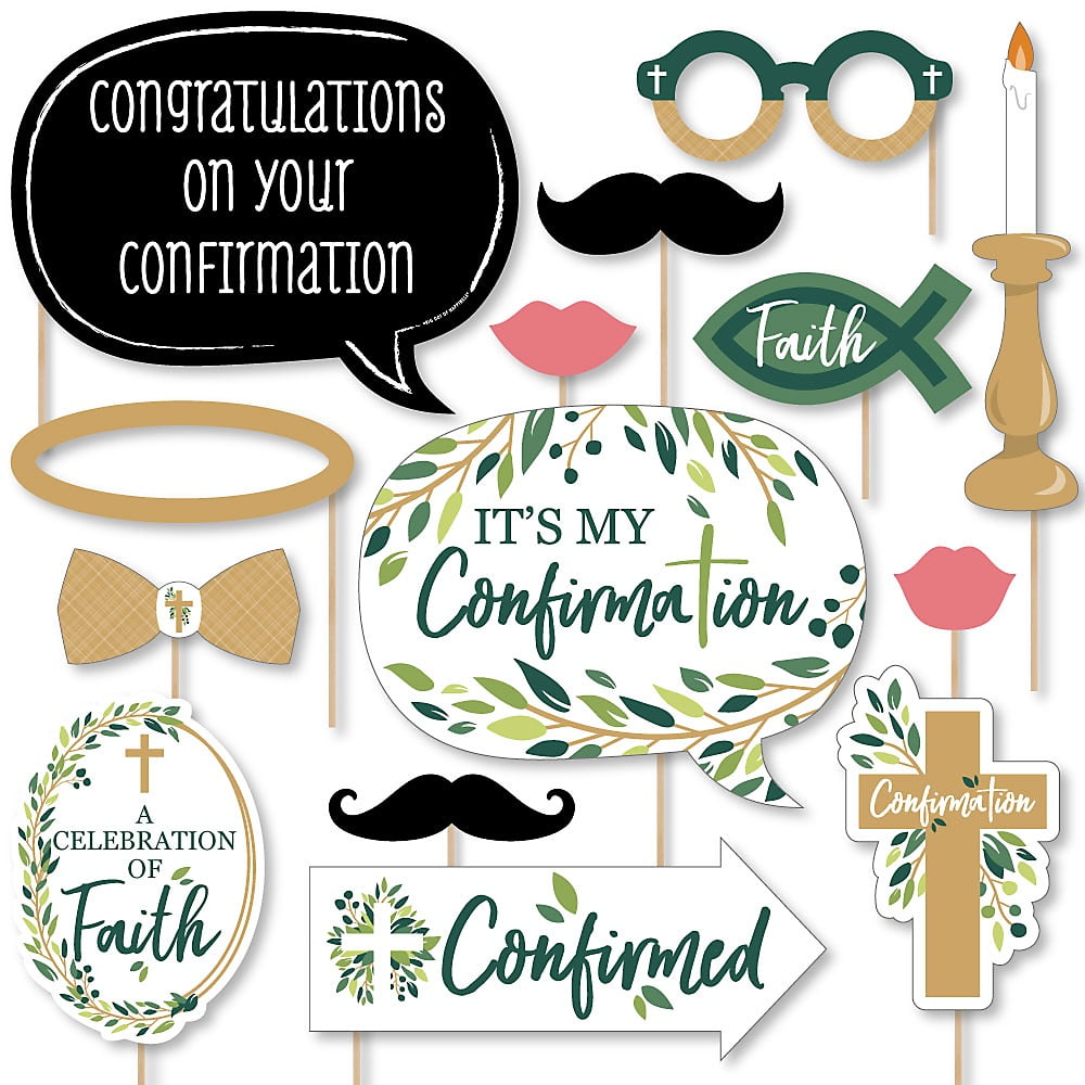 Confirmation Elegant Cross - Religious Party Photo Booth Props Kit - 20 Count 