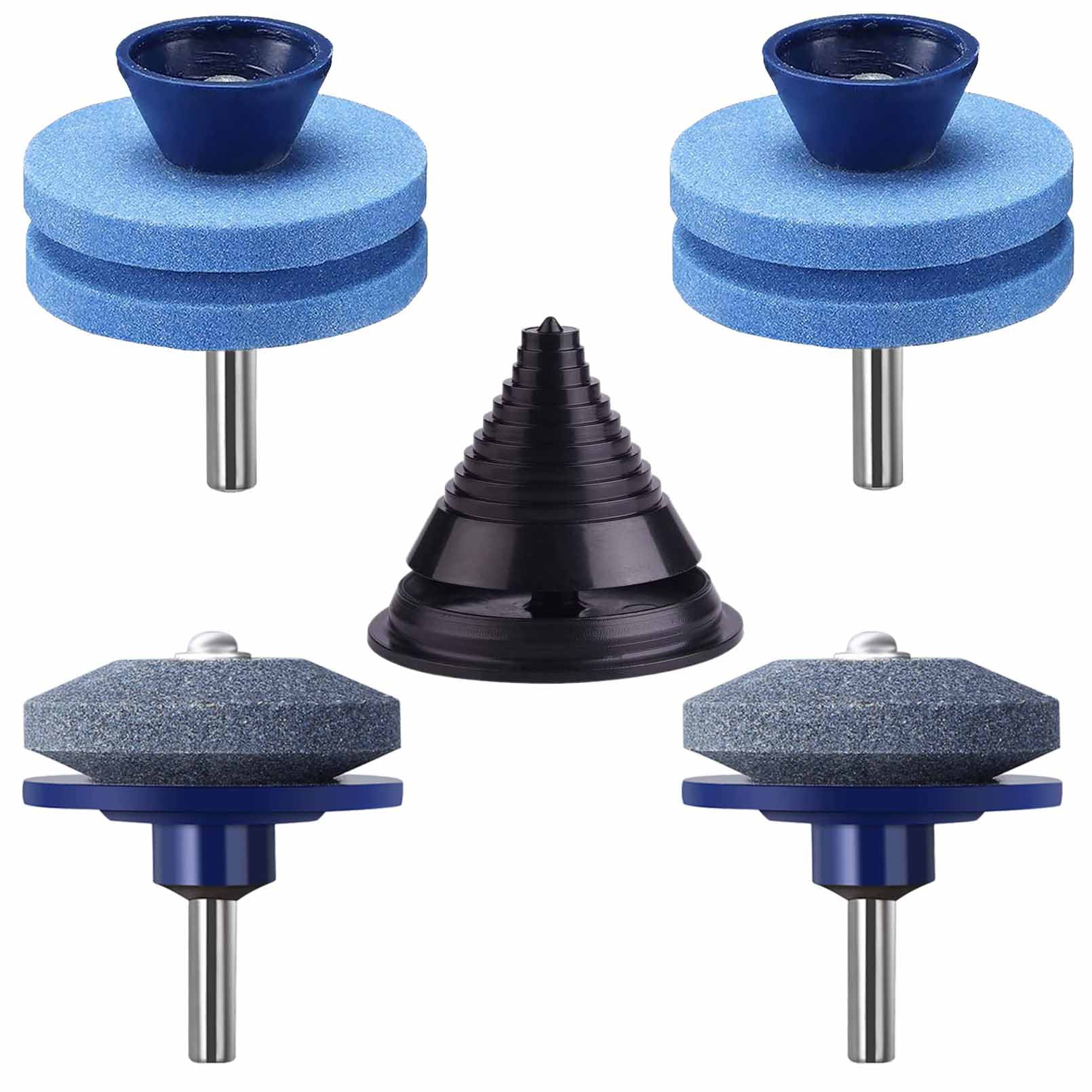 CZS 4 Pack Lawn Mower Blade Sharpener, Double Layer Corundum Mower