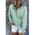 thumbnail image 3 of Womens Hoodies Sweater Button Collar Drawstring Hooded Pullover Sweatshirt Knit V Neck Casual Long Sleeve Fall Tops Shirts with Pockets, 3 of 4
