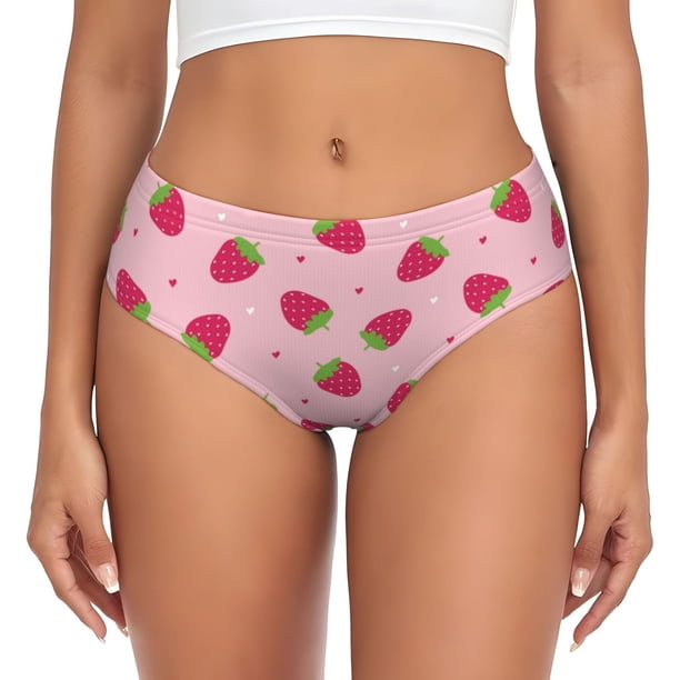 Fotbe Strawberries Calzones Estampados para Mujer – Ropa Interior de Algodón, Cómoda, Suave y Elástica-Medium