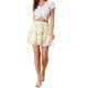 thumbnail image 2 of Falda mini skater floral con cintura elástica y dobladillo en capas de INSPIRE CHIC para mujer, color blanco, 2 of 7