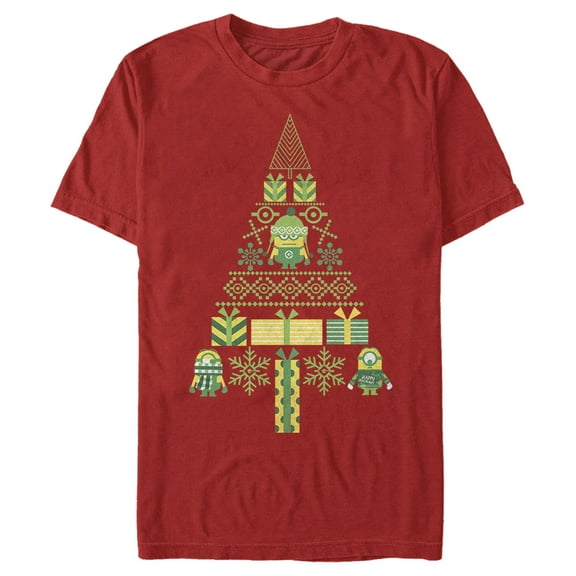 Men's Despicable Me Ugly Christmas Minons Tree 2D Graphic Tee Red Small