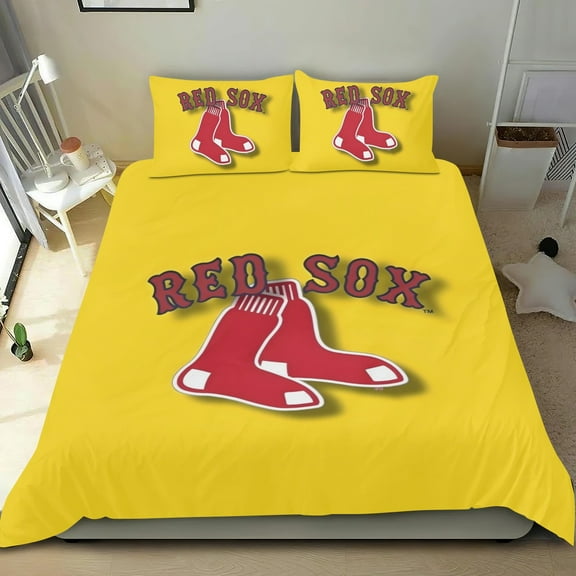 Red Sox Themed Bed Sheet Set Three Piece Set 53x79 Inches Comfortable And Skin Friendly Unique Design Creating A Star Studded Night