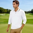 thumbnail image 2 of IWRICH Men’s Casual Polo Shirts Long Sleeve Button up Collared Pullover Tops Business Classic Workwear White XL, 2 of 8