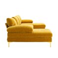 thumbnail image 5 of U Shape Sectional Sofa Couch, Modern 110'' Convertible Sectional Sofa, Upholstered Chenille Fabric 4-Seat Couch Sofa Bed with Golden Metal Legs for Living Room, Apartment, Office, Musterd yellow, 5 of 9