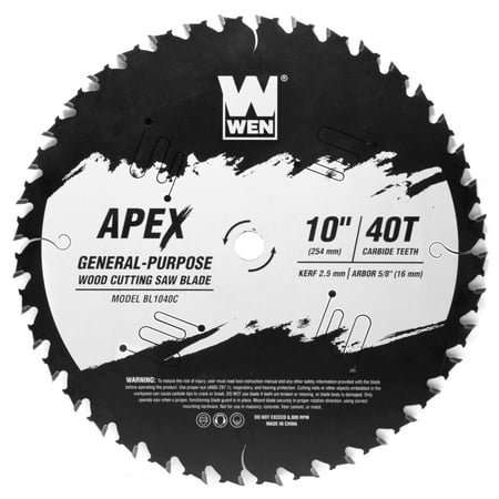 UPC: 0044459993575 | WEN Products Apex 10-Inch 40-Tooth Carbide-Tipped General-Purpose Industrial-Grade Woodworking Saw Blade with Cool-Cut Coating