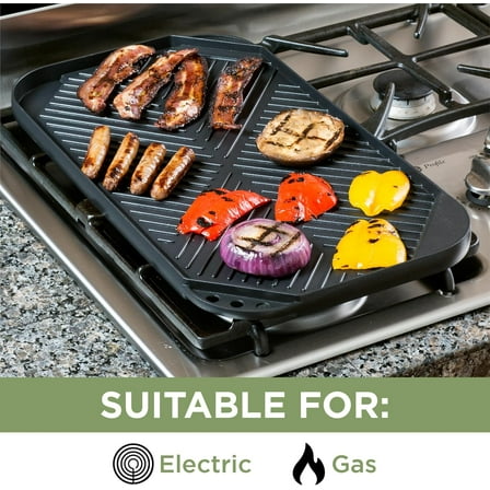 Reversible Grill/Griddle Pan, Non-Stick, Dishwasher Safe, 19.5-Inch x 11-Inch Cookware