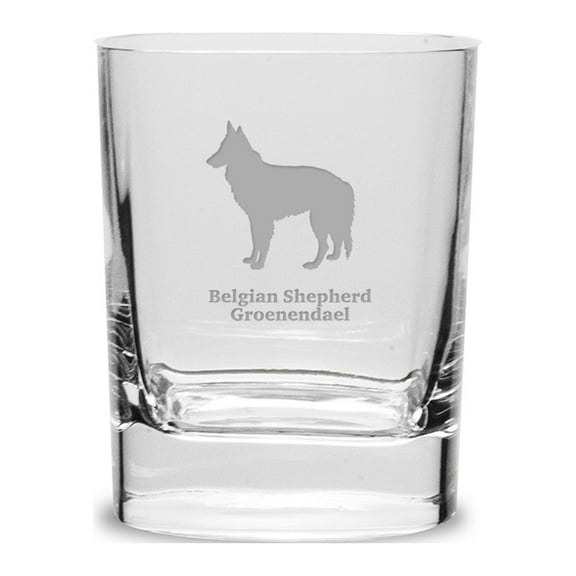 Belgian Shepherd Groenendael Luigi Bormioli 11.75 oz Square Round Double Old Fashion Glass