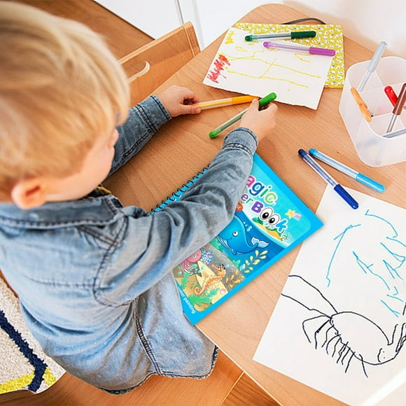Penkiiy Water Drawing Book,Water Coloring Doodle Book,Reusable Water Reveal Activity Books for Kid,Painting Color Wonder Coloring Books,Gift for Girl & Boy for 3 4 5 6 7 Year Old